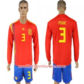 Maillot/Tenue Espagne Pique 3 Domicile Coupe du monde 2018 Manche Longue